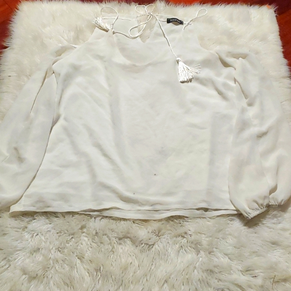 White Cold Shoulder Blouse